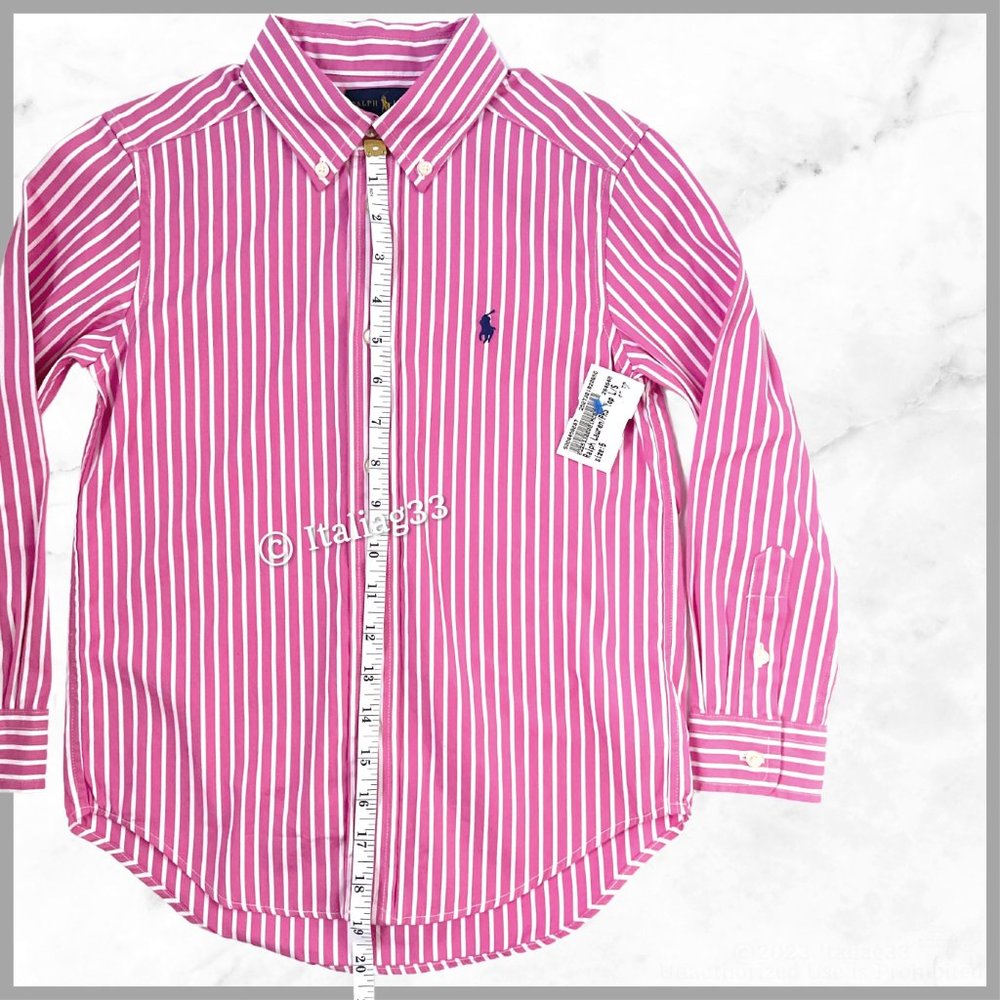 Ralph Lauren Polo Oxford Dress Shirt Pink Striped Long Sleeve Boys 6 Brand New! - Picture 6 of 13